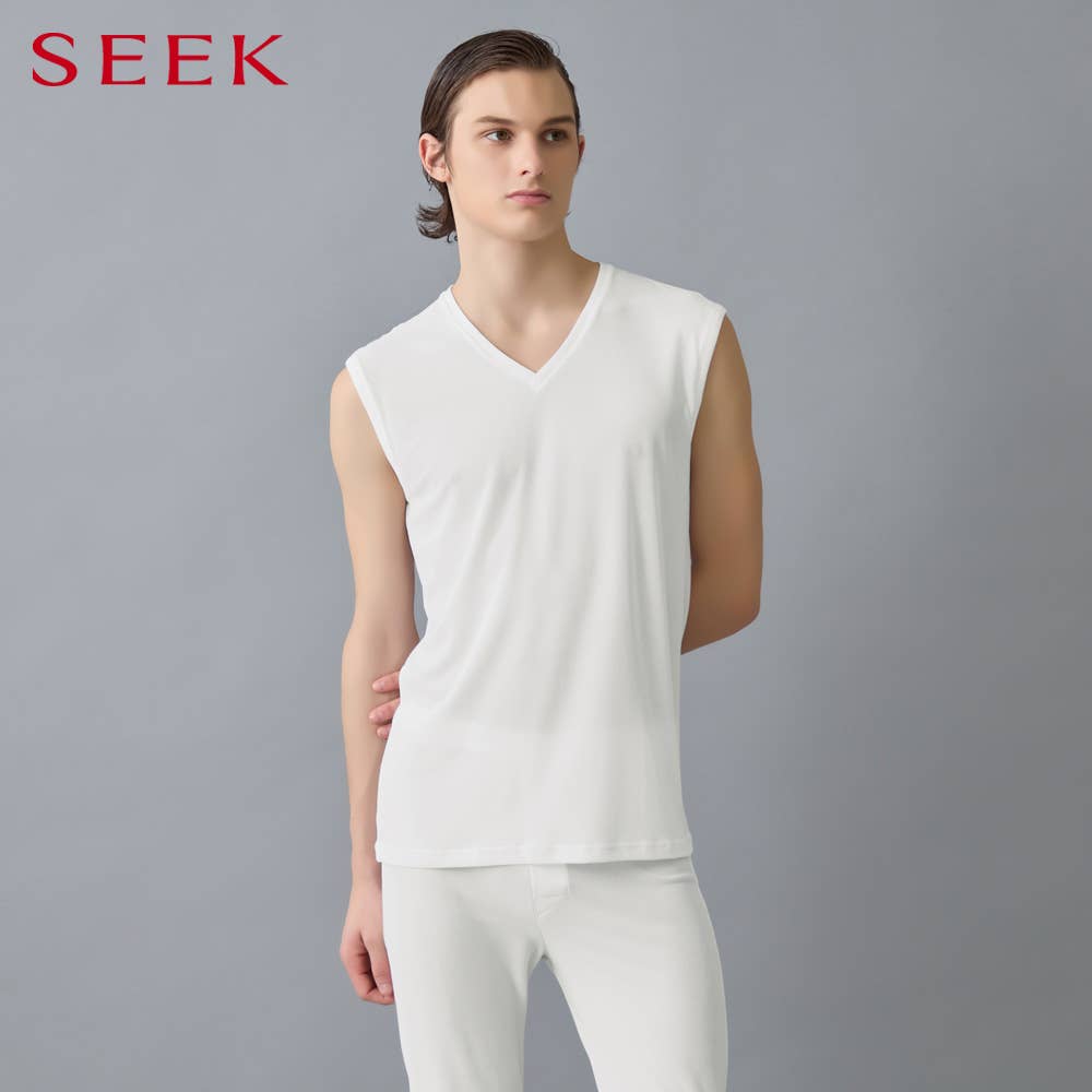 メッシュ】Vネックスリーブレスシャツ EE5318 :メンズ トップス