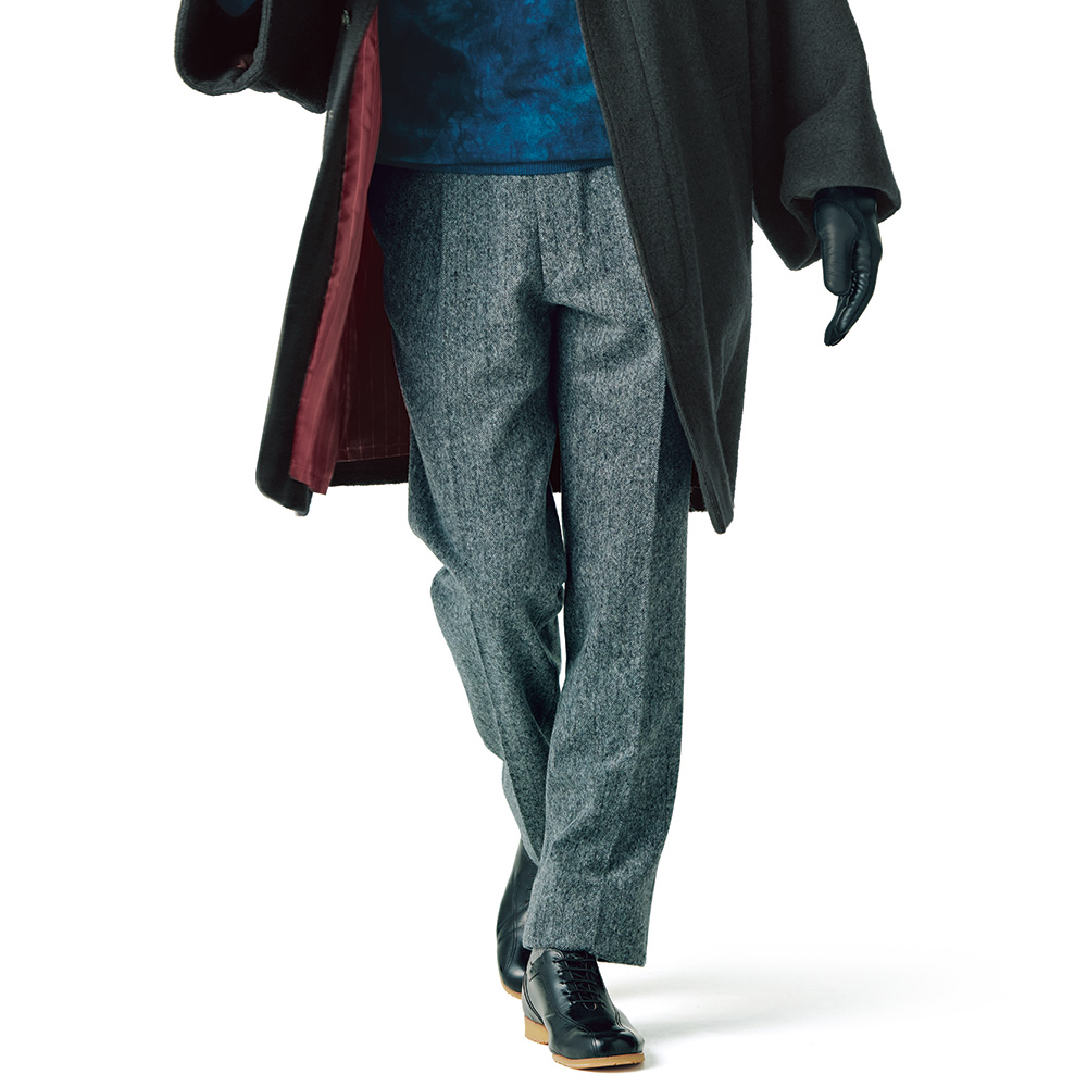 エミネント 洗える尾州産ウール混・ヘリンボーンスラックス | ライト