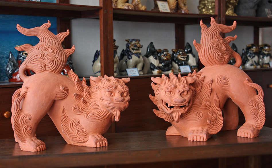 陶器製 獅子像 2体セット シーサー 【公式通販】