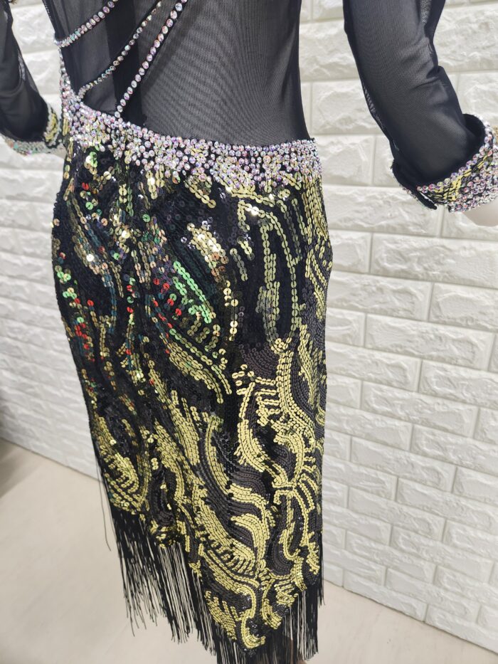 試着・購入】社交ダンスドレス 委託 Mサイズ ブラックラテンドレスNo