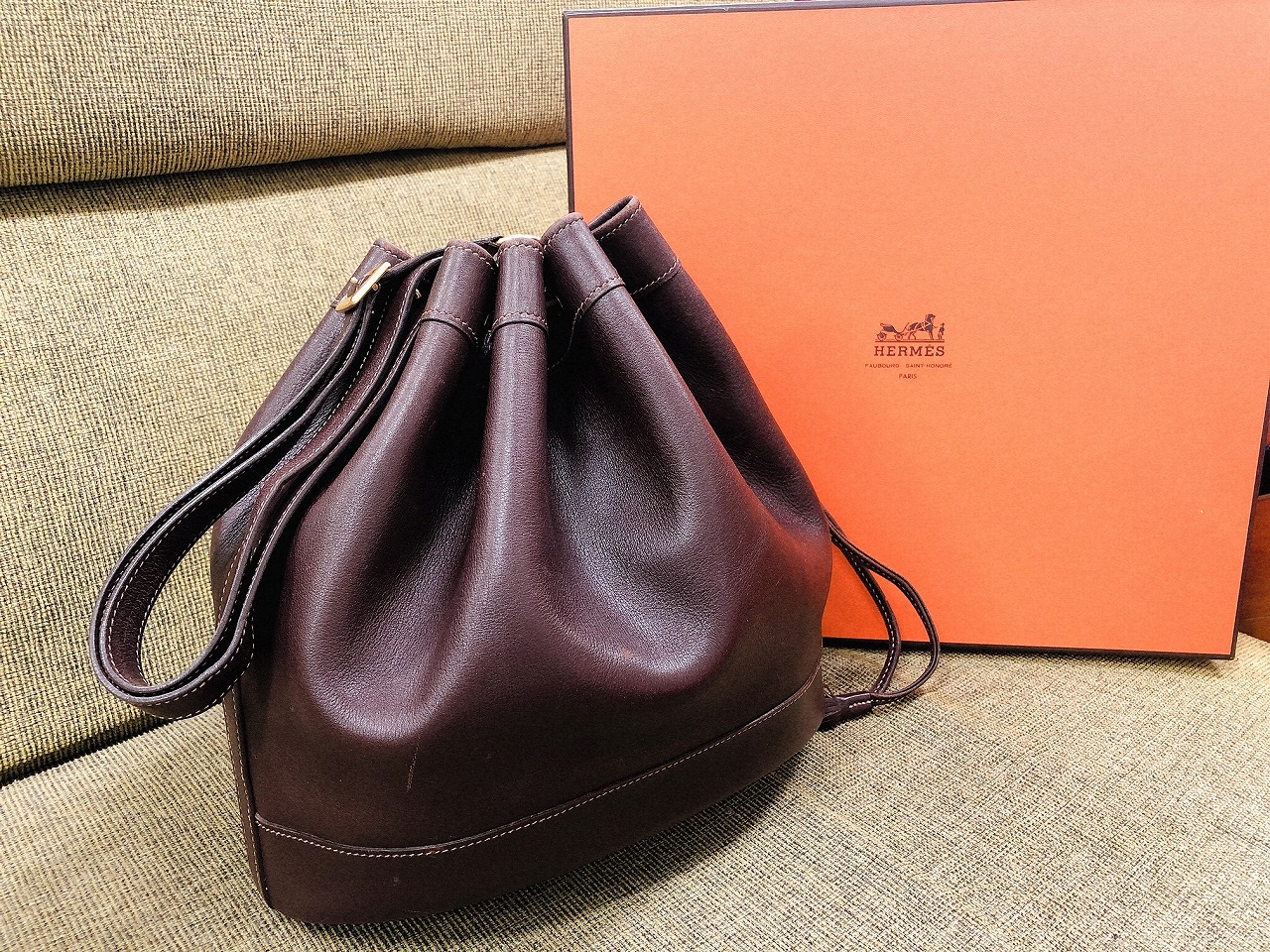 HHERMES エルメスの巾着 エルメス 巾着袋 大きめバッグ用 55×61