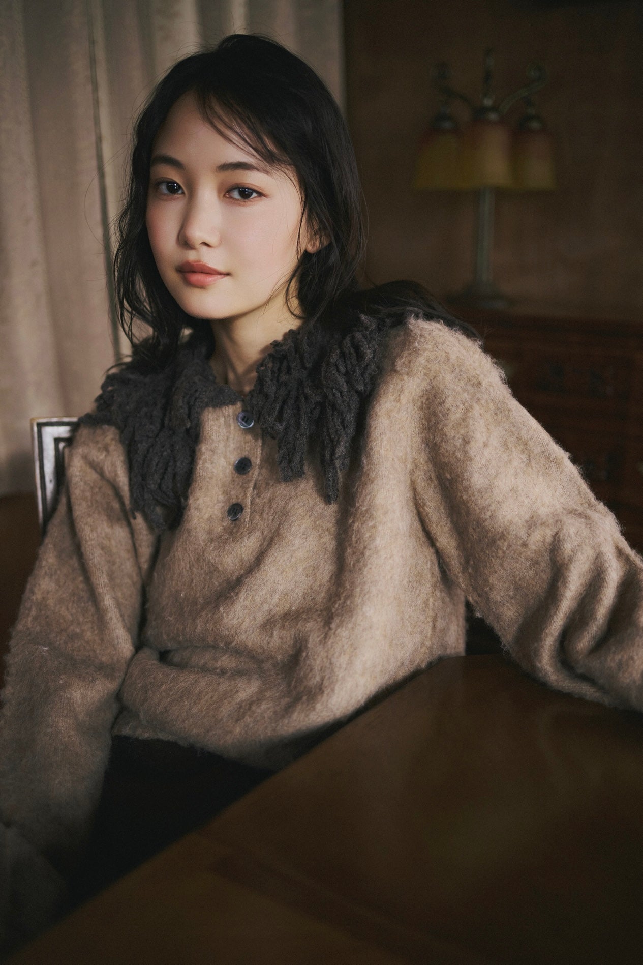 fringe collar sleeve knit – andequal