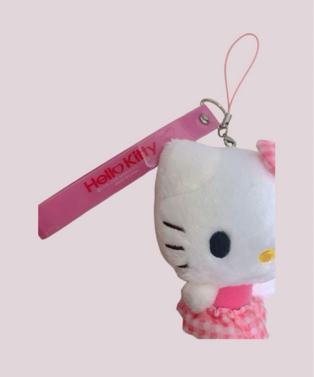 新品 レトロ キティ ストラップ ぬいぐるみ マスコット ピンク 平成