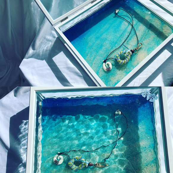 ガラスケース エメラルドブルーの揺らぎ 水面 波紋 ゆらぎ ジュエリー