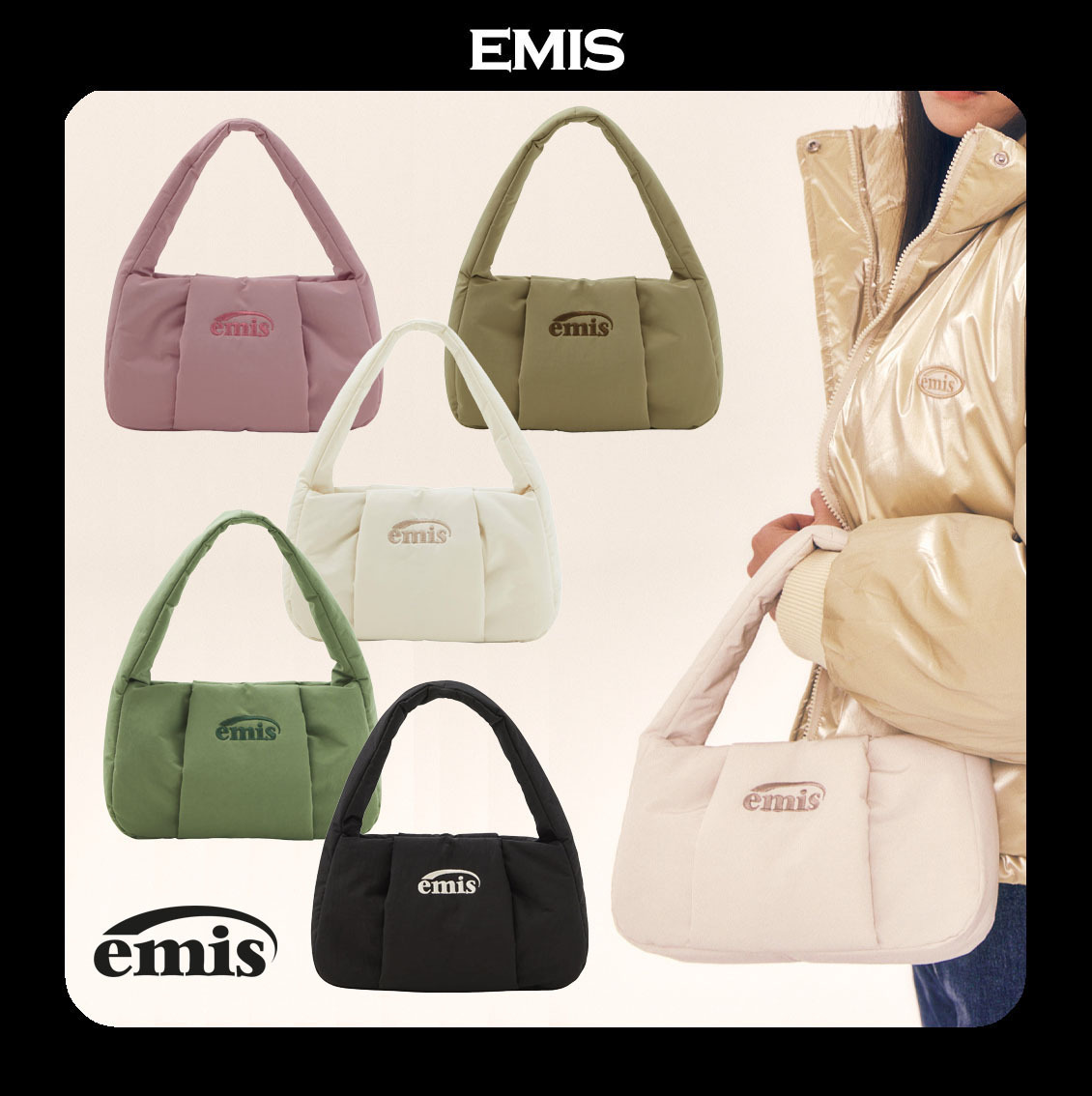 Emis☆[正規品] 韓国人気 PADDED HOBO BAG (EMIS/ショルダーバッグ
