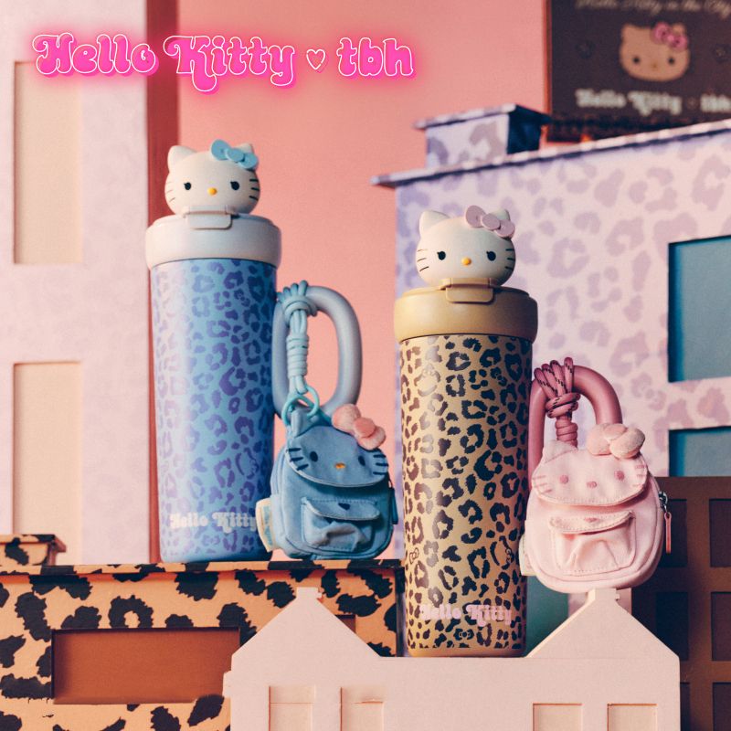中国限定 Hellokitty×tbh Sun Kissed 変色 ヒョウ柄 保温ボトル (Hello