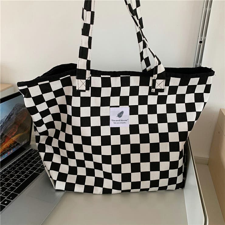 チェッカーフラッグトートバッグ A4収納 マザーズバッグ[品番