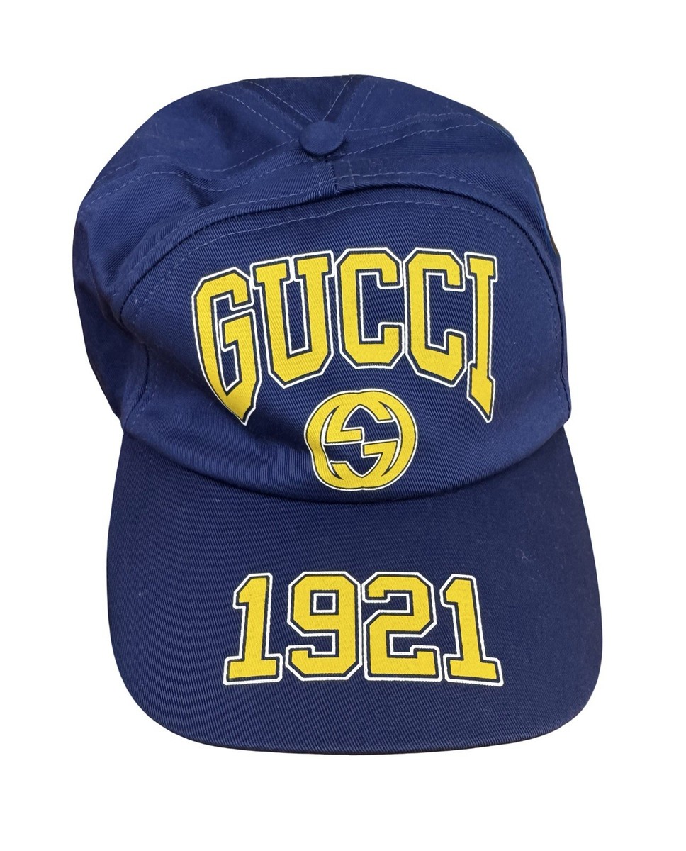 GUCCI 1921 Blue Cotton Baseball Cap Hat M Gregoire Size M (58 cm