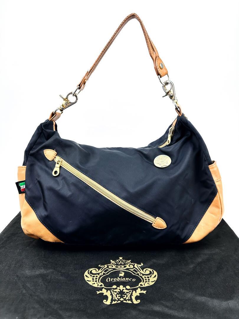 オロビアンコ 2wayバッグ ナイロンレザー トートーバッグ ネイビー PC