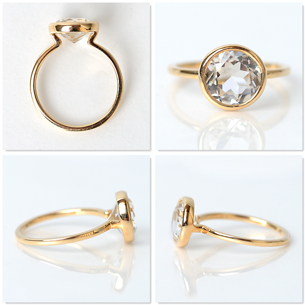 ホワイト トパーズ リング 指輪 18金 K18 トパーズ 2カラット 11月