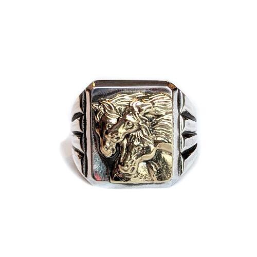 PEANUTS＆CO Peanuts＆Co. PHARAOHS HORSES RING SQUARE/SILVER×K10