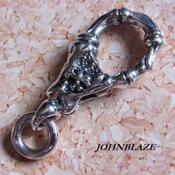 シルバー925製 骨 ボーンデザイン フック クラスプ プッシュオープン式