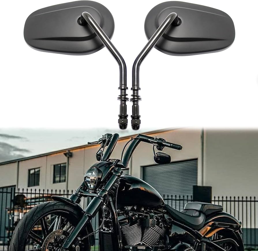 Amazon | ハーレー バイクミラー 楕円 アルミ製 ブラック 8mm正ネジ