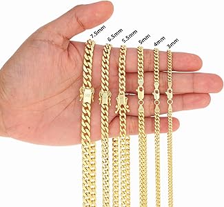 Nuragold 14K Real Yellow Gold Miami Cuban Link Chain Necklace 16