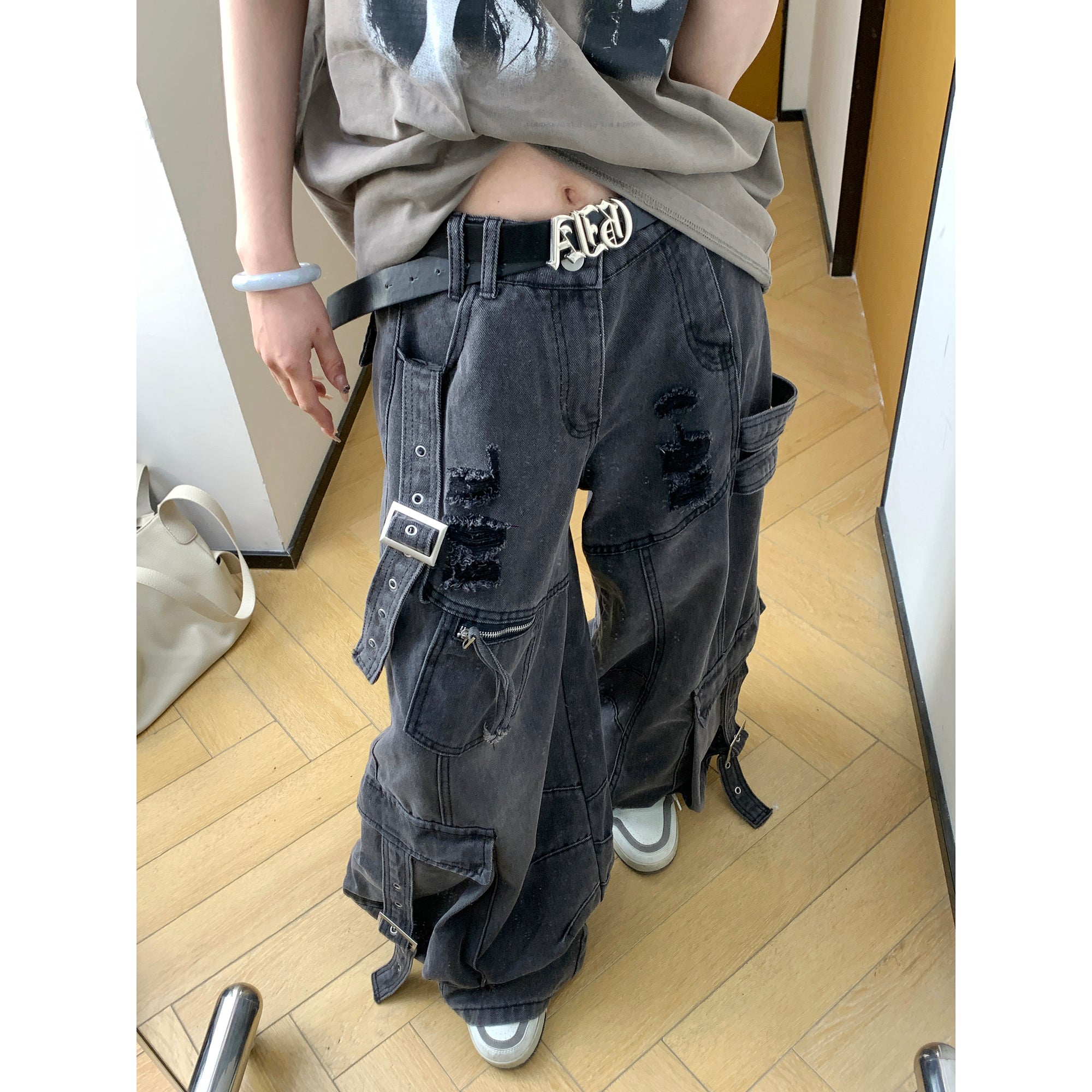 ダメージ加工オーバーサイズカーゴデニムパンツ CK2005