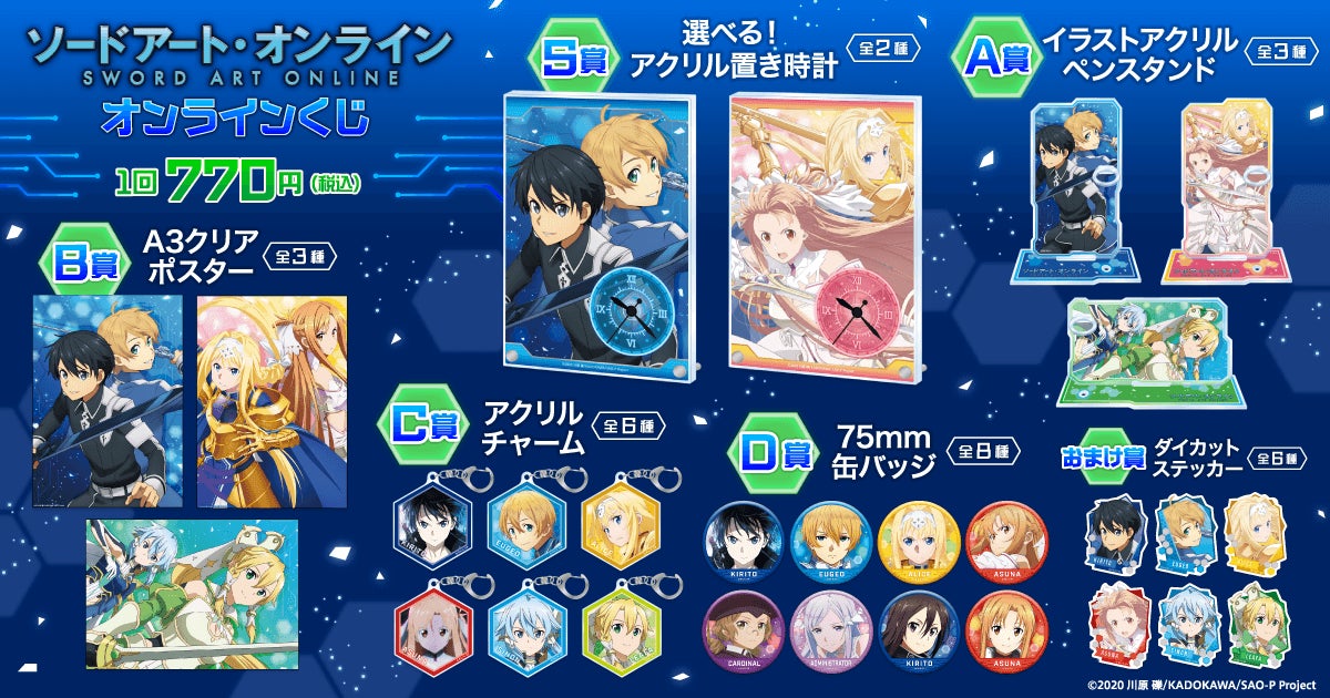 ソードアート・オンライン」シリーズのオンラインくじがくじ引き堂に