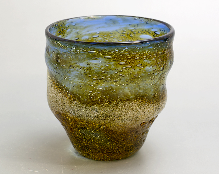 琉球ガラス 現代の名工 稲嶺盛吉 四角 向付 小鉢 泡ガラス 琉球ガラス