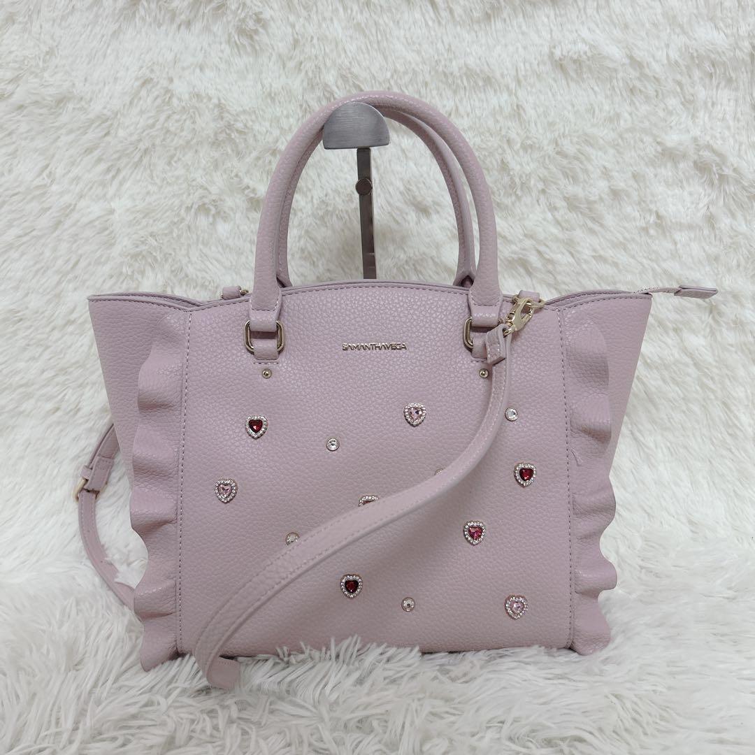 【美品】SAMANTHAVEGA 2way ビジューフラッター 小　ハート Samantha Vega（サマンサベガ） ハンドバッグ ビジューフラッター(小
