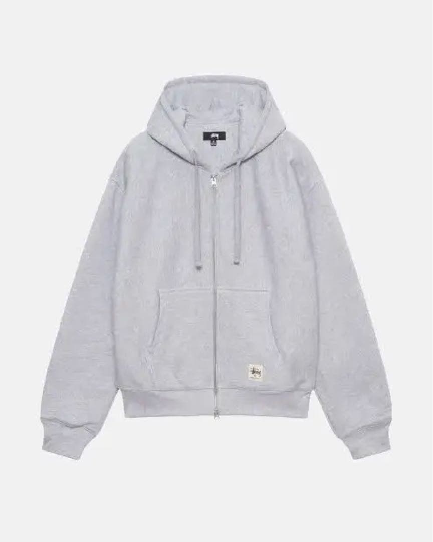 STUSSY DOUBLE FACE LABEL ZIP HOODIE グレー