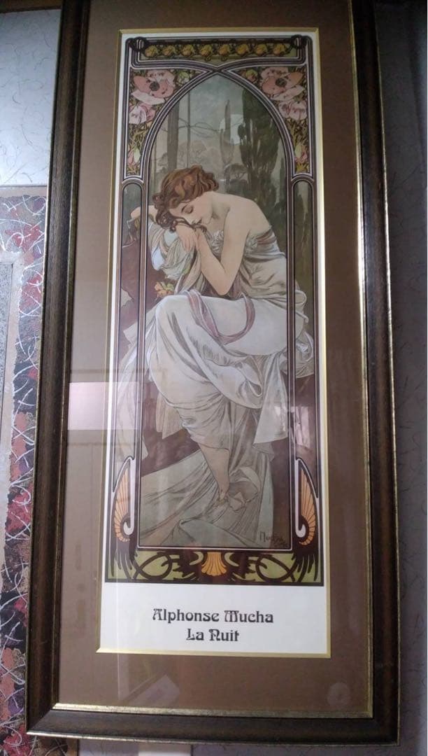 sachi　ミュシャ　夜の安らぎ　複製画　額縁入り