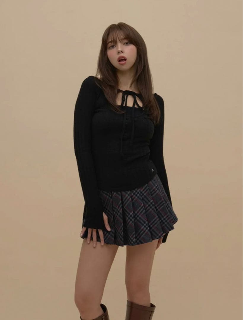 トップス ANDMARY Nini ribbon tops black