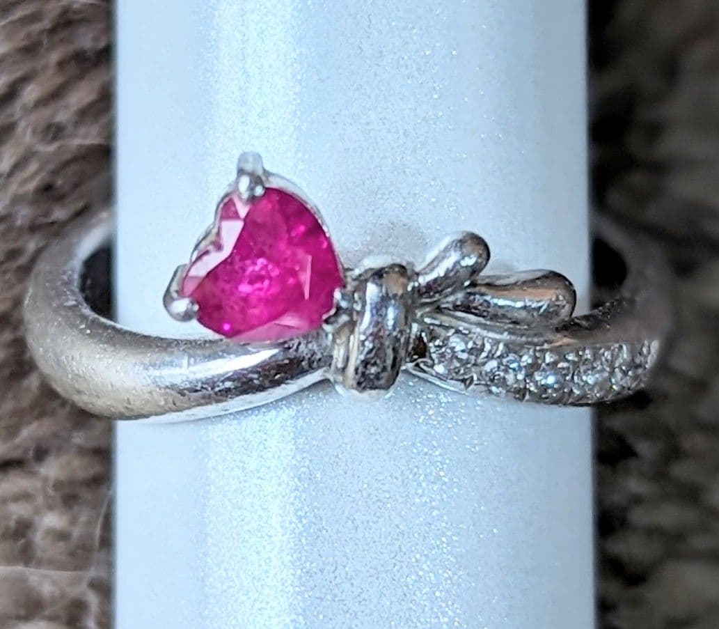 PT900 ルビー ダイヤモンド リング 12号 保証書と刻印あり