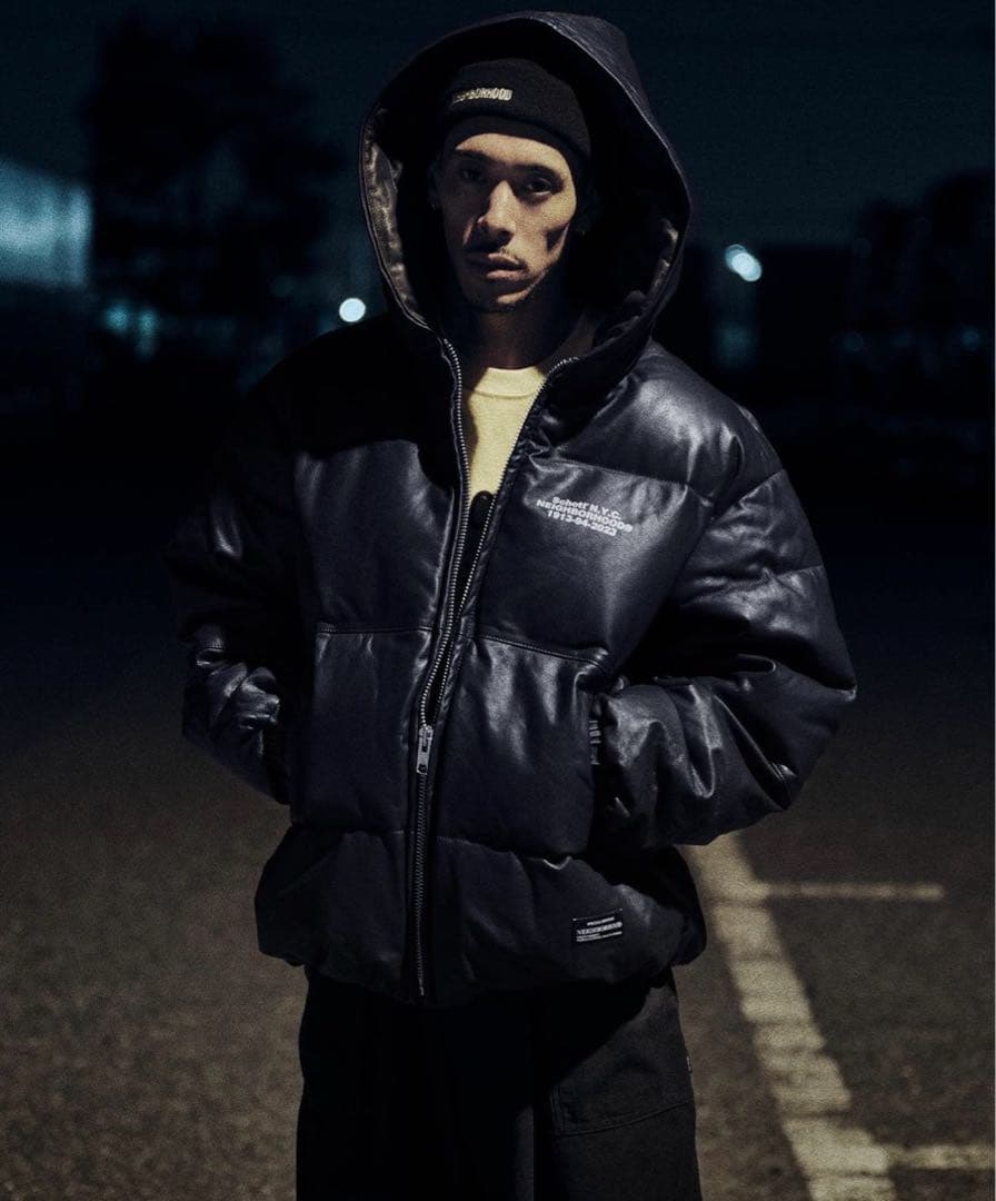 NEIGHBORHOOD × Schott レザーダウン サイズM ネイビー