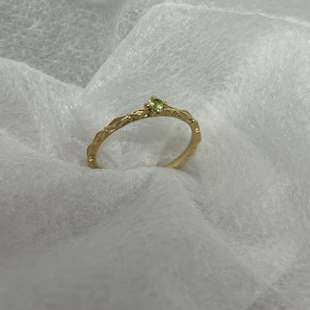 agete ペリドット リング 5号　指輪 8月誕生石＞K10ペリドットピンキーリング（マザー）｜ピンキーリング