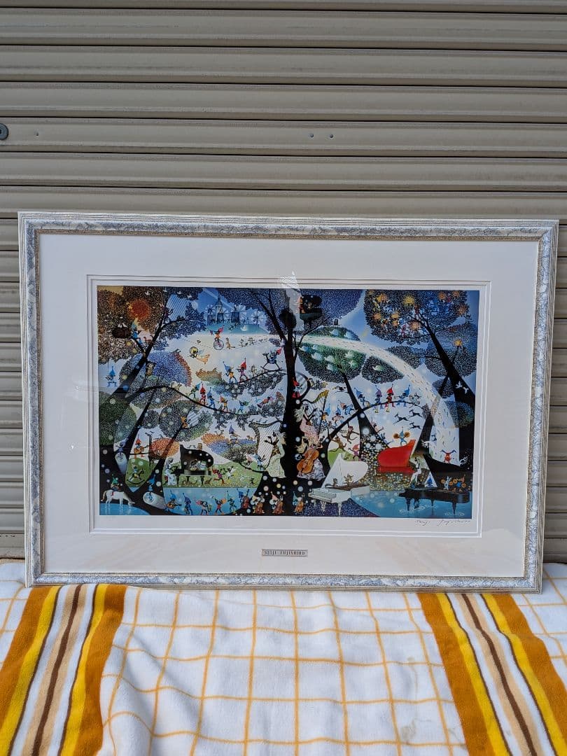 藤城清治 　こびとの楽園　レフグラフ版画　直筆サイン　裏書きあり 大判サイズ 藤城清治 こびとの楽園 レフグラフ版画 直筆サイン 裏書きあり 大判