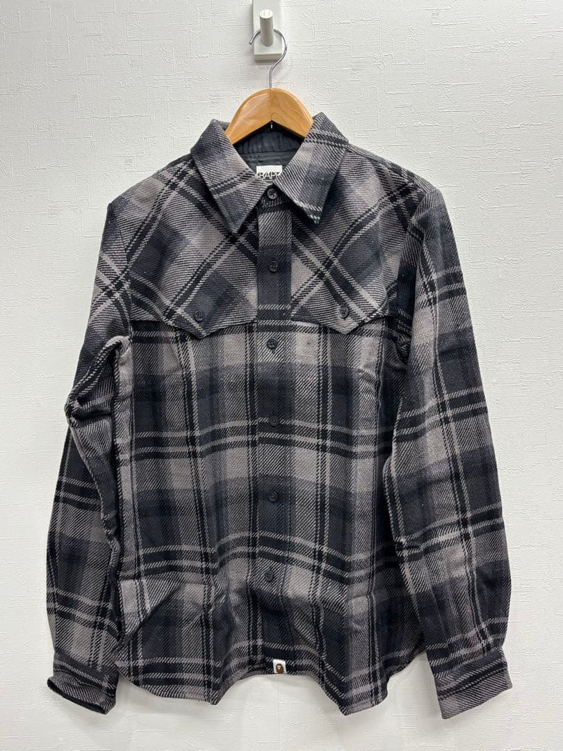 A BATHING APE NFS限定ラブジェネチェックネルシャツLエイプ