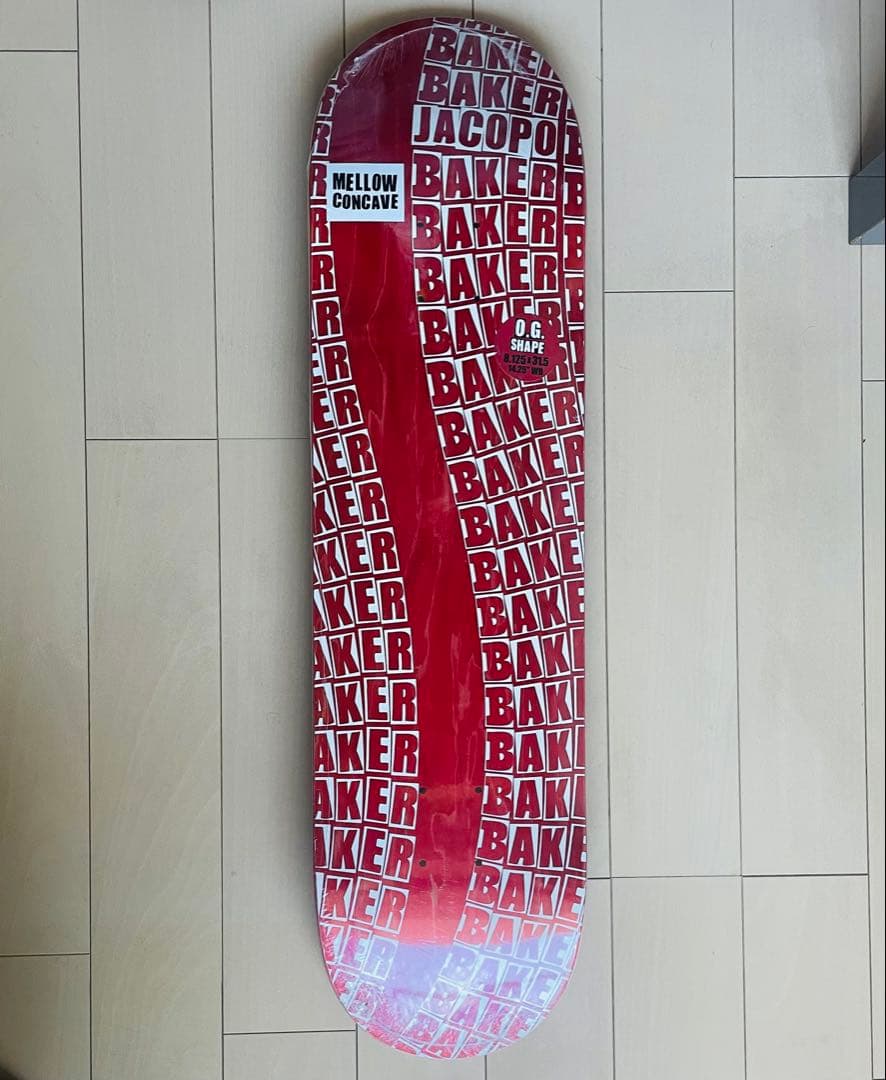 BAKER WAVY RED Jacopo 8.125×31.5　スケボーデッキ Baker Brand Logo Red/White 8.12