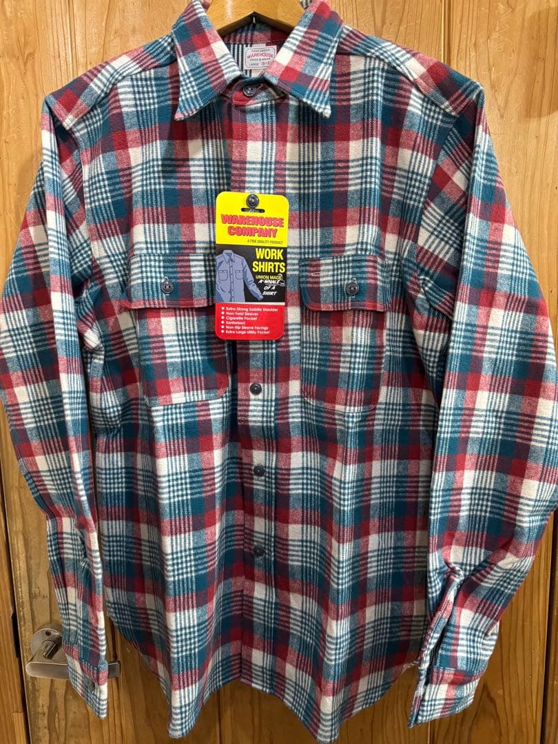 ウエアハウス　プリントチェックネルシャツ