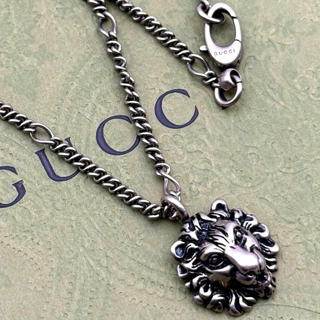 希少/極美品✨グッチ ライオンヘッド ネックレス シルバー 410673 GUCCI】グッチ『ライオンヘッド ネックレス』410673 1週間保証【中古