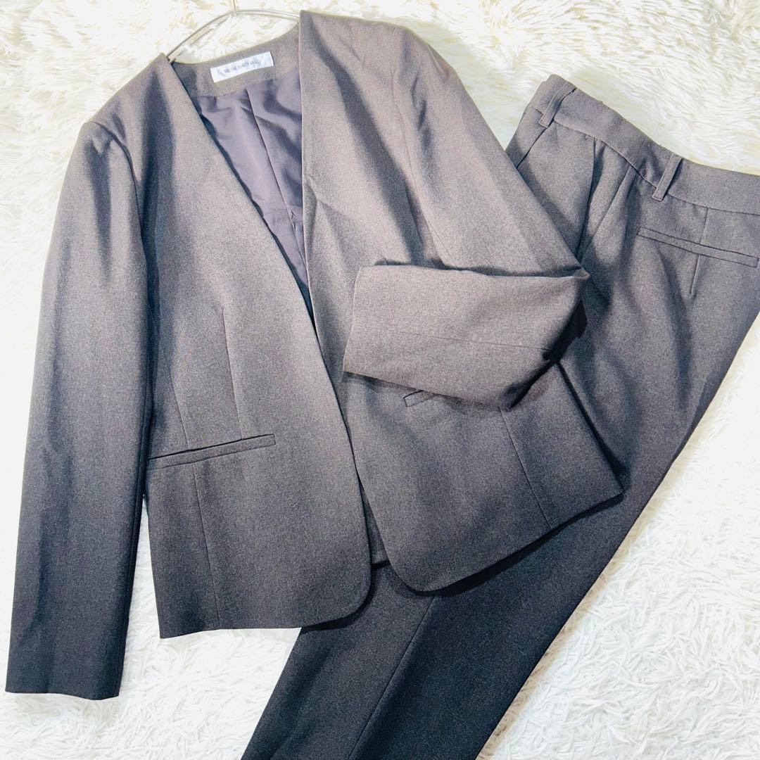 【未使用】ナチュラルビューティーベーシックパンツスーツセットアップ ブラウン S