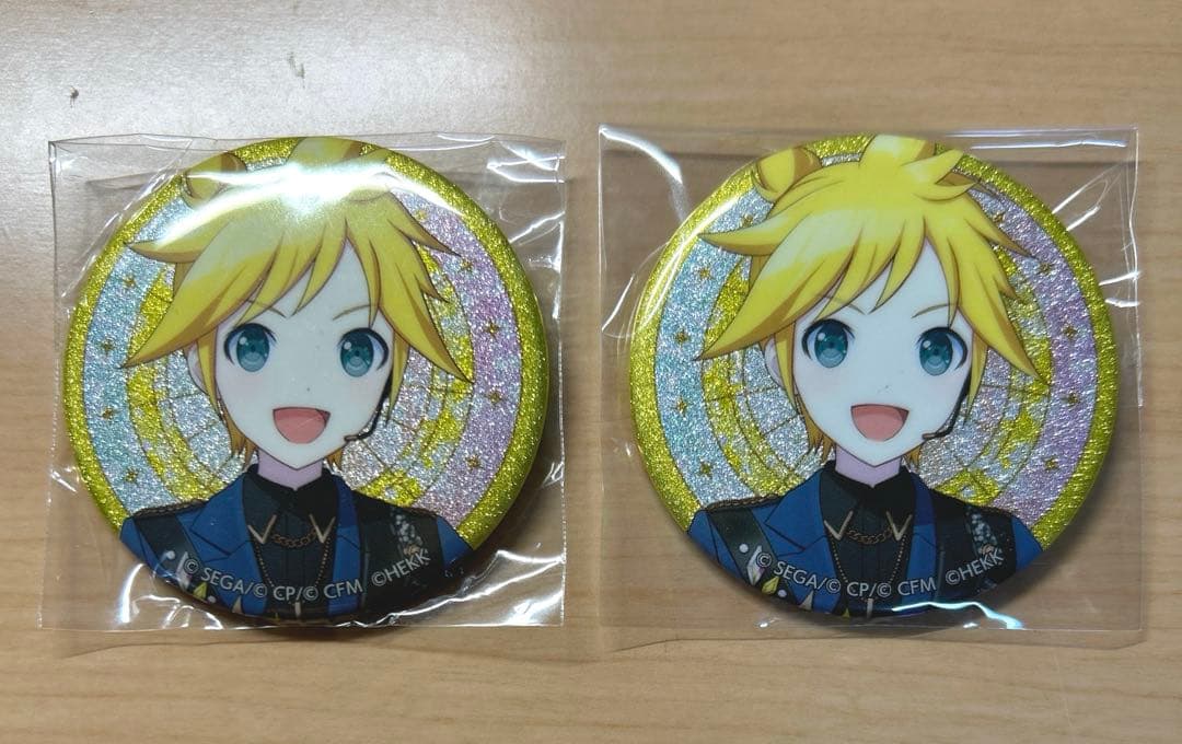 プロセカ あんスタコラボ グリッター缶バッジ グリ缶 鏡音レン 2点