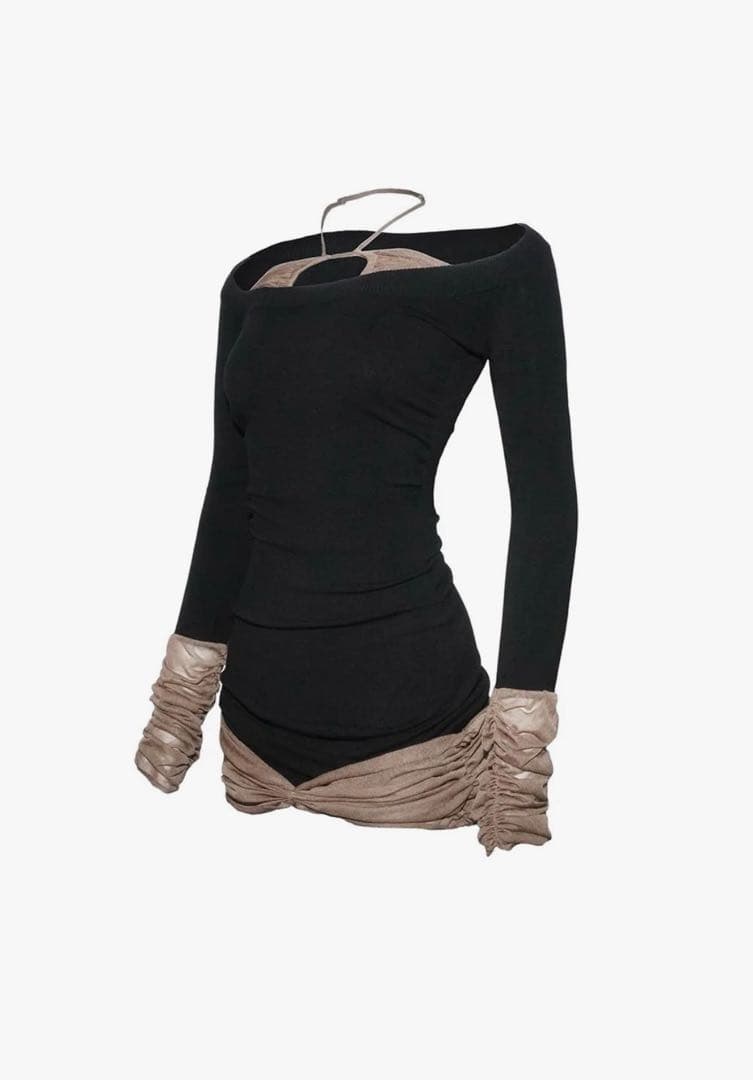 トップス THEREDTHREAD S sheer docked dress mini