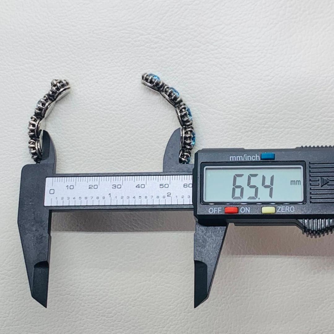 美品 グッチ キャット バングル ブルー ビジュー ブレスレット サイズ