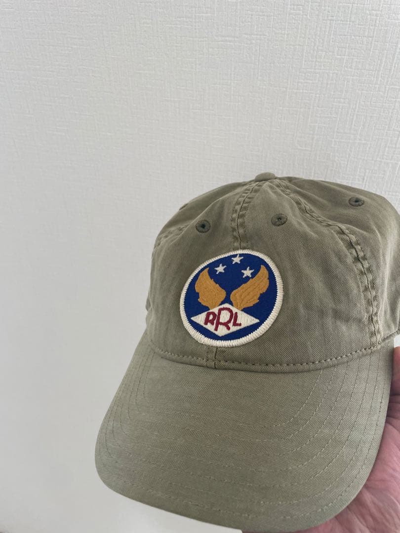 RRl刺繍ロゴ付きオリーブドラブキャップ