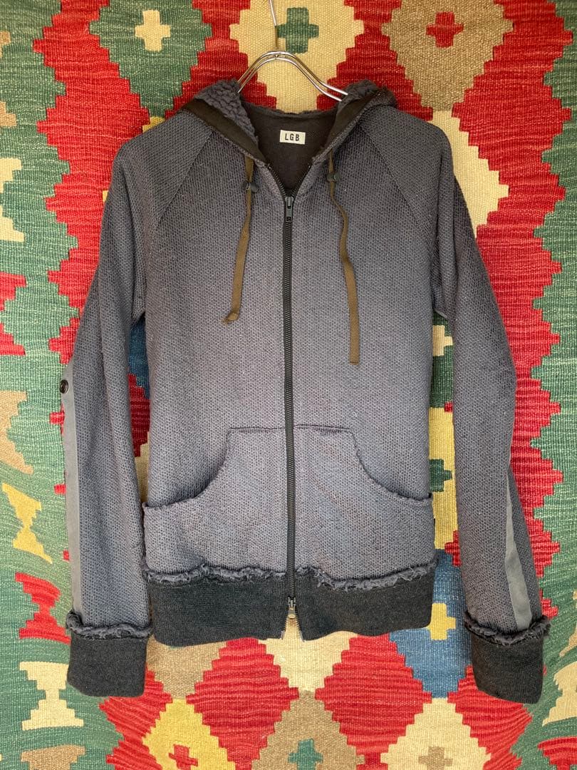 LGB フルジップ フード付きパーカー グレー