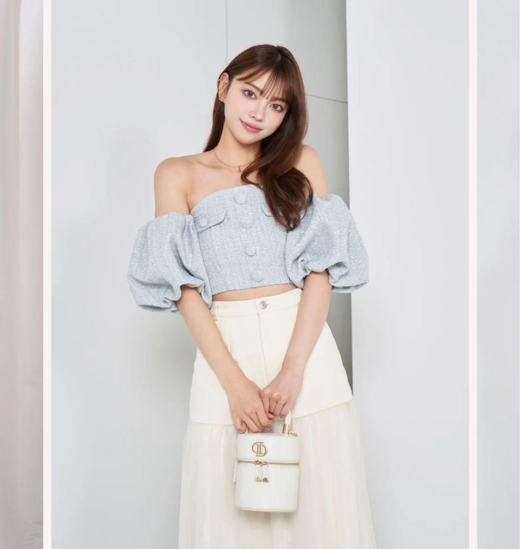 Darich 新品未使用タグ付き パフスリーブオフショルツイードトップス