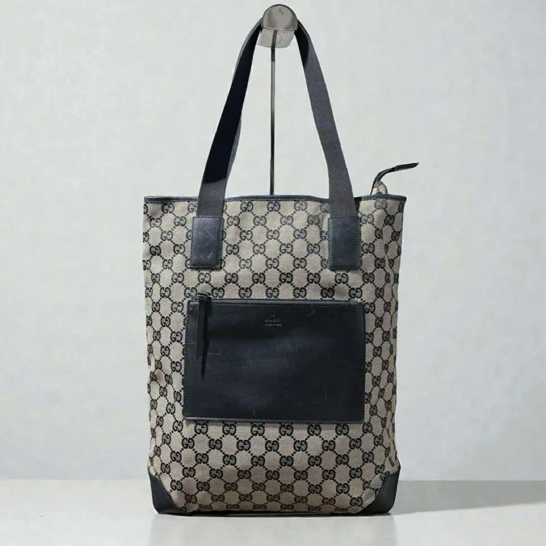 グッチ GGキャンバス トートバッグ ネイビー A4可 メンズ レディース