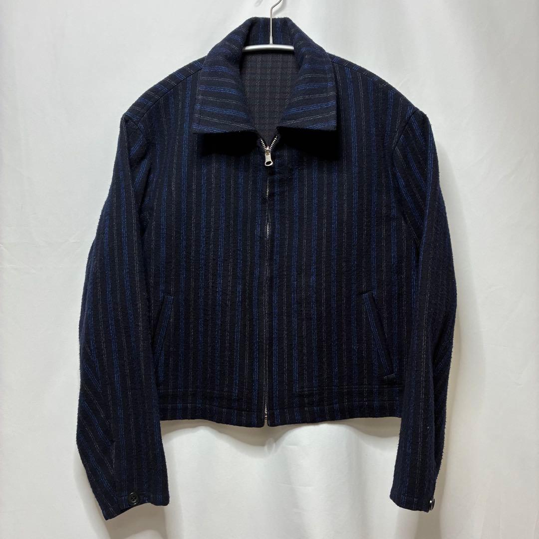 Y’s ウール ストライプ スイングトップ ボックスシルエット