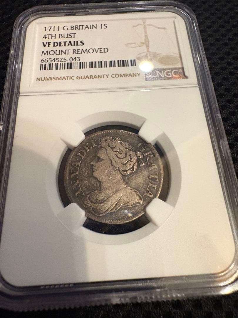 1711 イギリス 1シリング4th Bust ANNA DEL GRATIA Anne 1711 Shilling, fourth bust, MS63 top of population finest graded