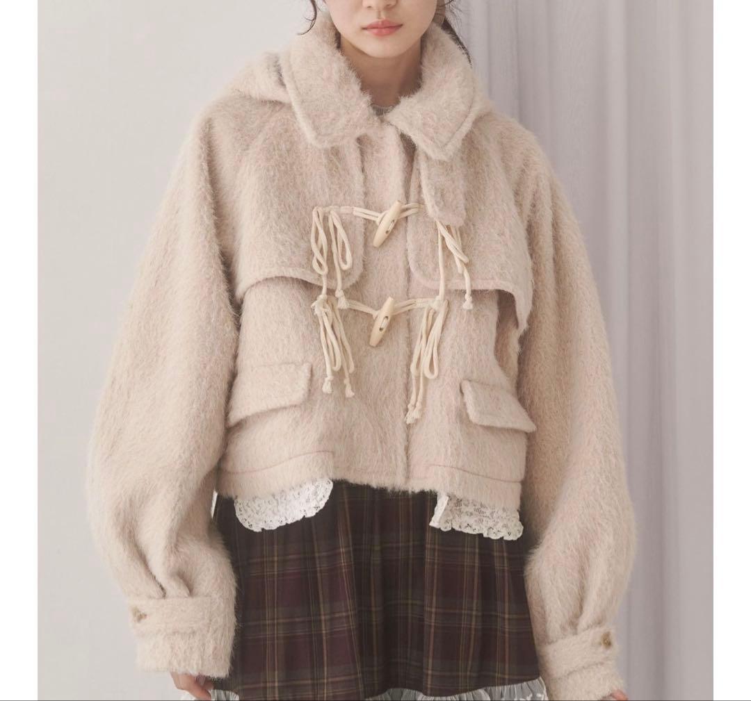 新品milk shaggy Duffle Coat ミルクシャギーダッフルコート ミルクのように淡いカラーのふわふわダッフルコートが登場♪｜merry
