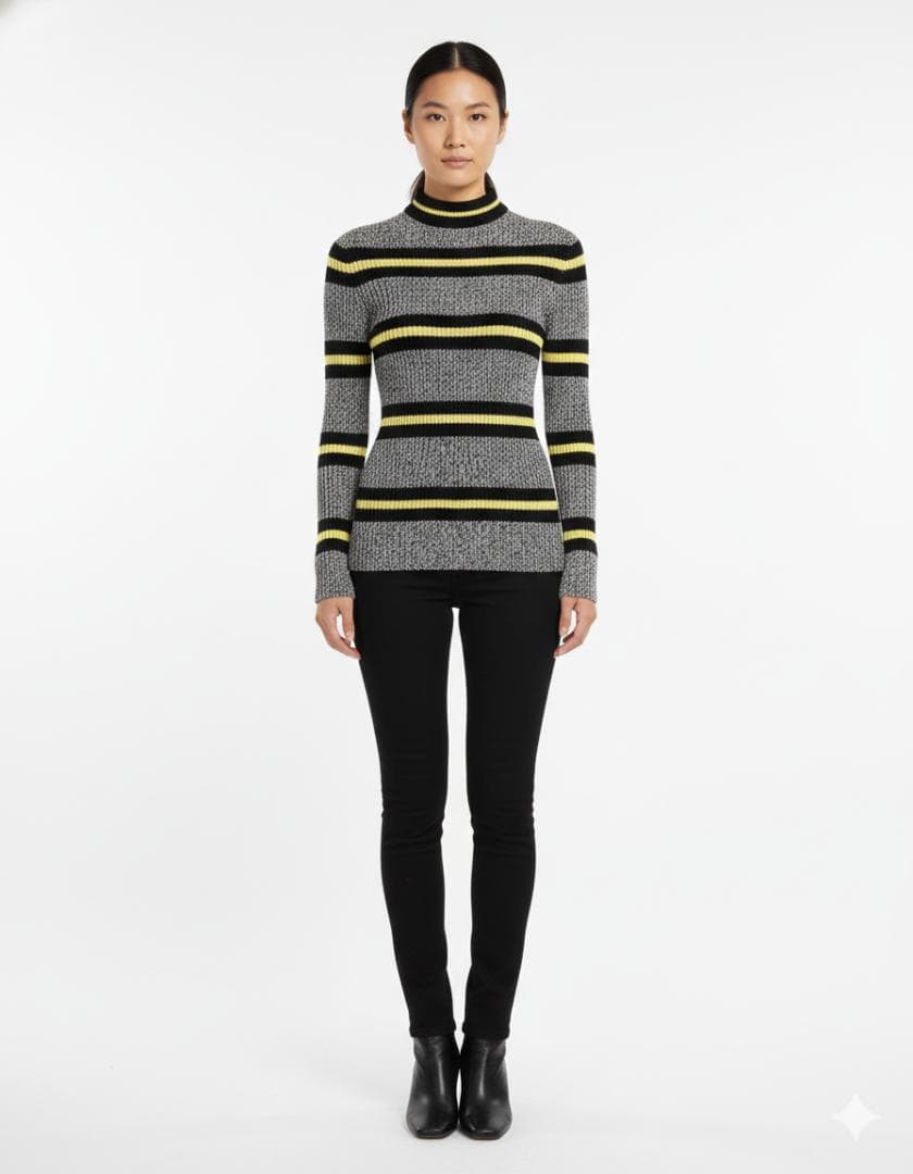 【新品】Plan C クルーネックボーダーウールニット 36