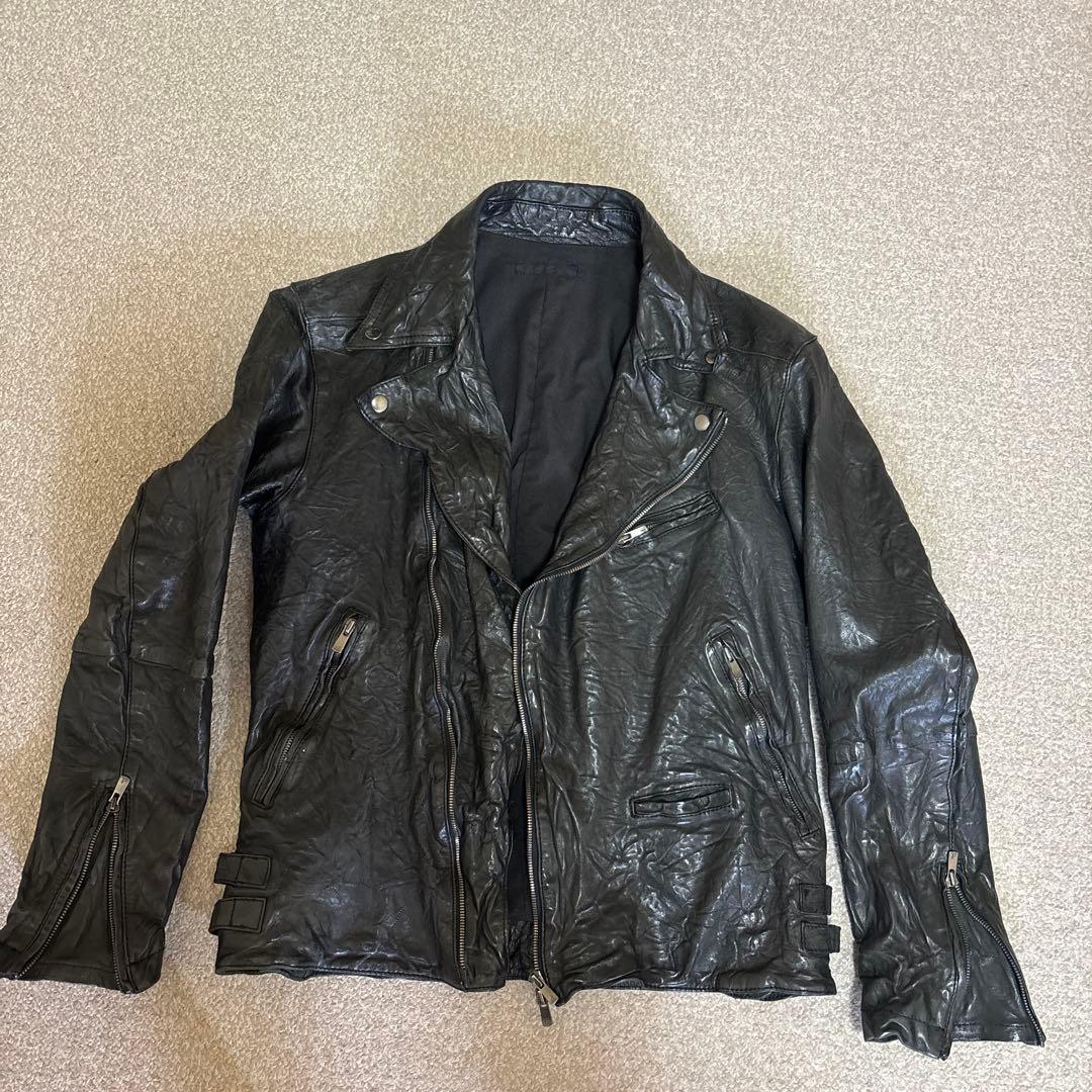 レザーダブルライダースジャケット　上野商会　Luva Tram 羊革　シワ加工