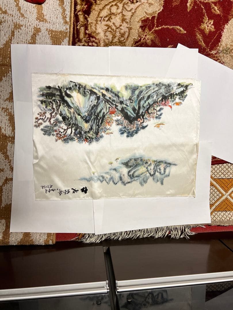 水墨画 シルク製 約40cm x 30cm