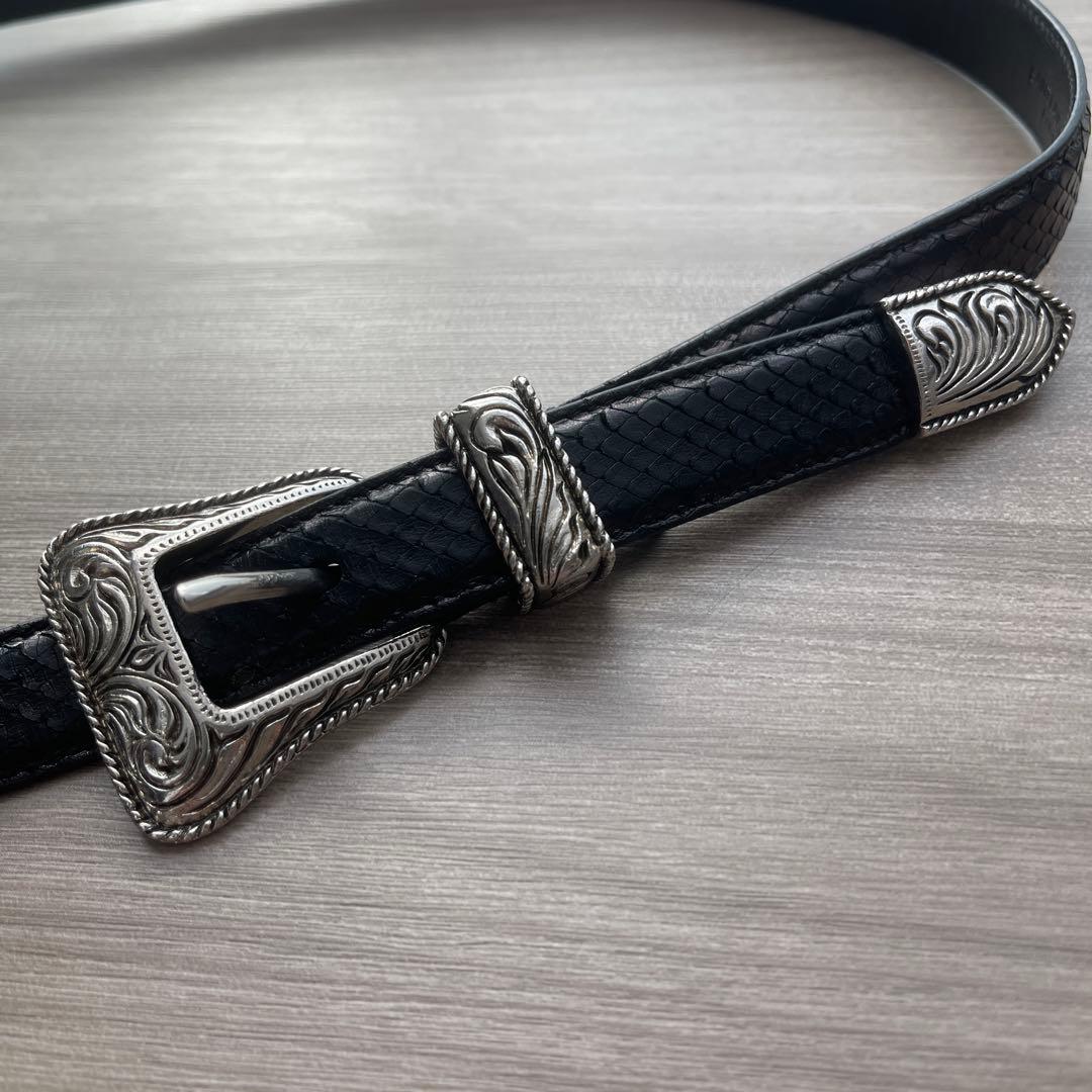 希少SAINT LAURENT PARIS ウェスタンバックルレザーベルト 80