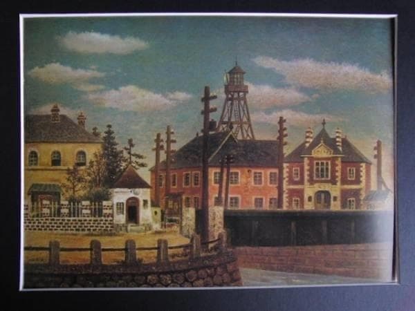 岡鹿之助、【橋】、希少な大判額装用画集より、美品、日本人画家、新品額装付