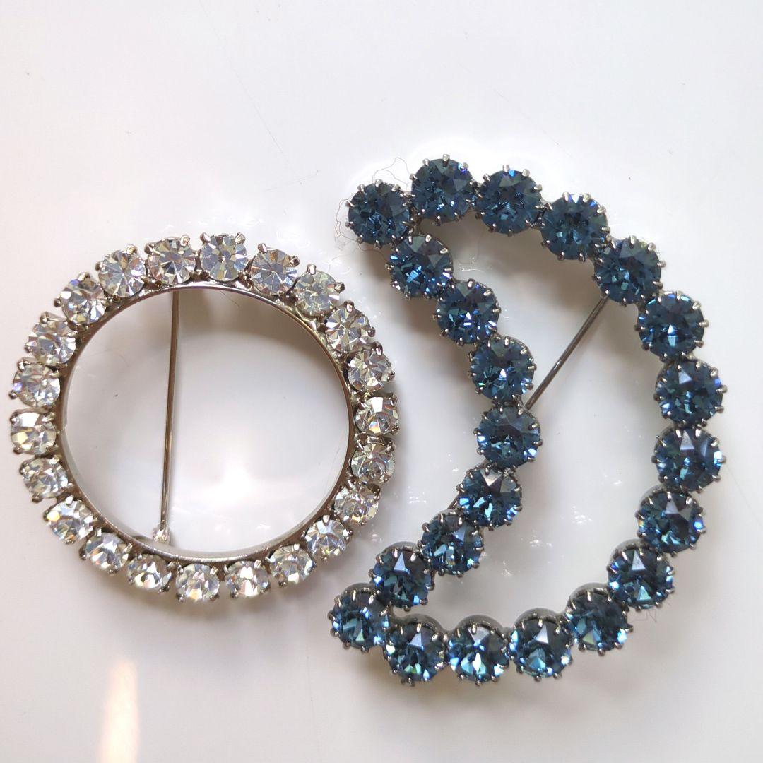 アッシュペーフランス レンヌ・ロザリー クリスタルブローチ2点セット Jeweliss リサシオン クリスタルフラワー パール 雪の結晶 シルバー